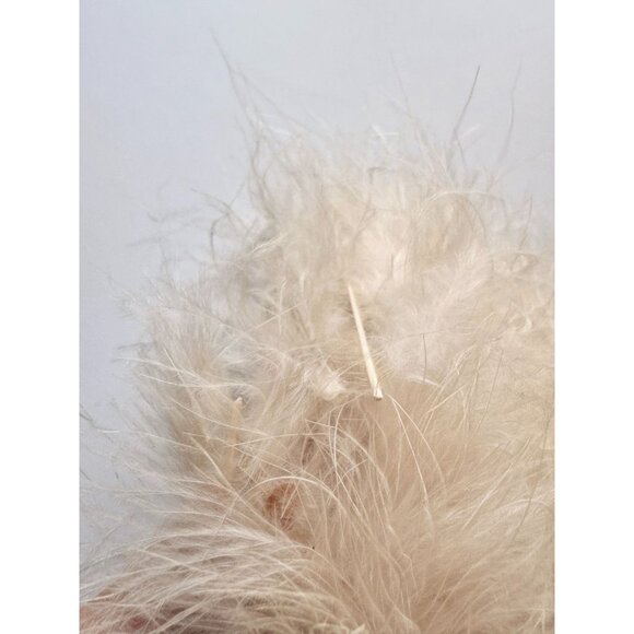 Vintage Beige Ostrich Feather Velvet Bow Wool Felt Cloche Hat - Picture 12 of 16